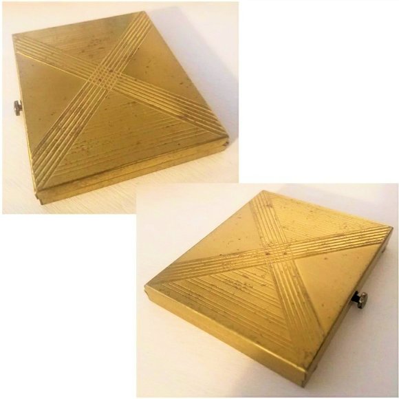 Vintage Dorset Square Gold Powder Compact With Mirror, Puff & Screen - Picture 7 of 10